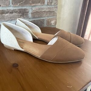 TOMS Jutti D'Orsay Slip On Flats Women's Size 12 Beige Suede Upper